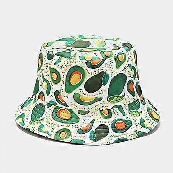 AVEKI Cute Bucket Hat Beach Fisherman Hats for Women, Reversible Double-Side-Wear, Avocado