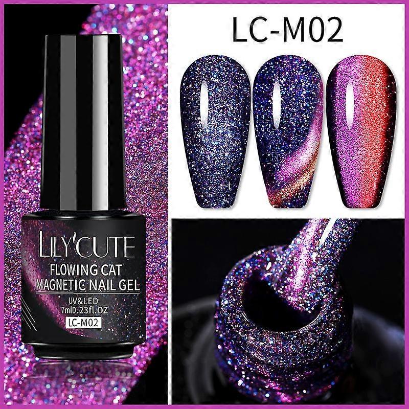 7ml Cat Magnetic Nail Gel Polish 9D Iridescent Glitter Soak Off Flowing Spar Cat Magnetic Manicure UV Gel PolishLC-M02