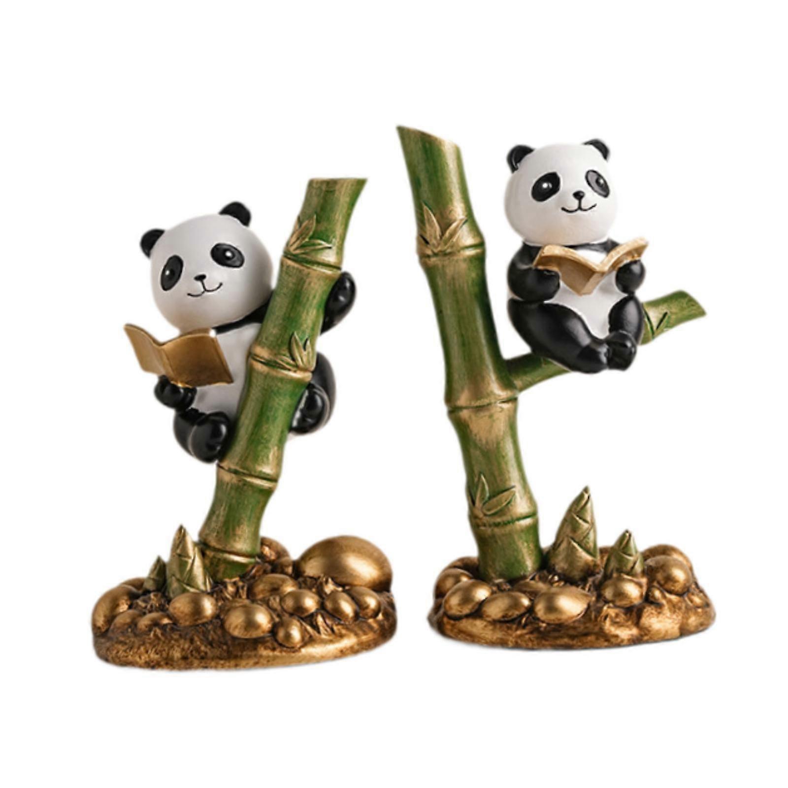 Panda Statues Bookends Creative Resin Book Supports for Cabinet Office Shelf no Books