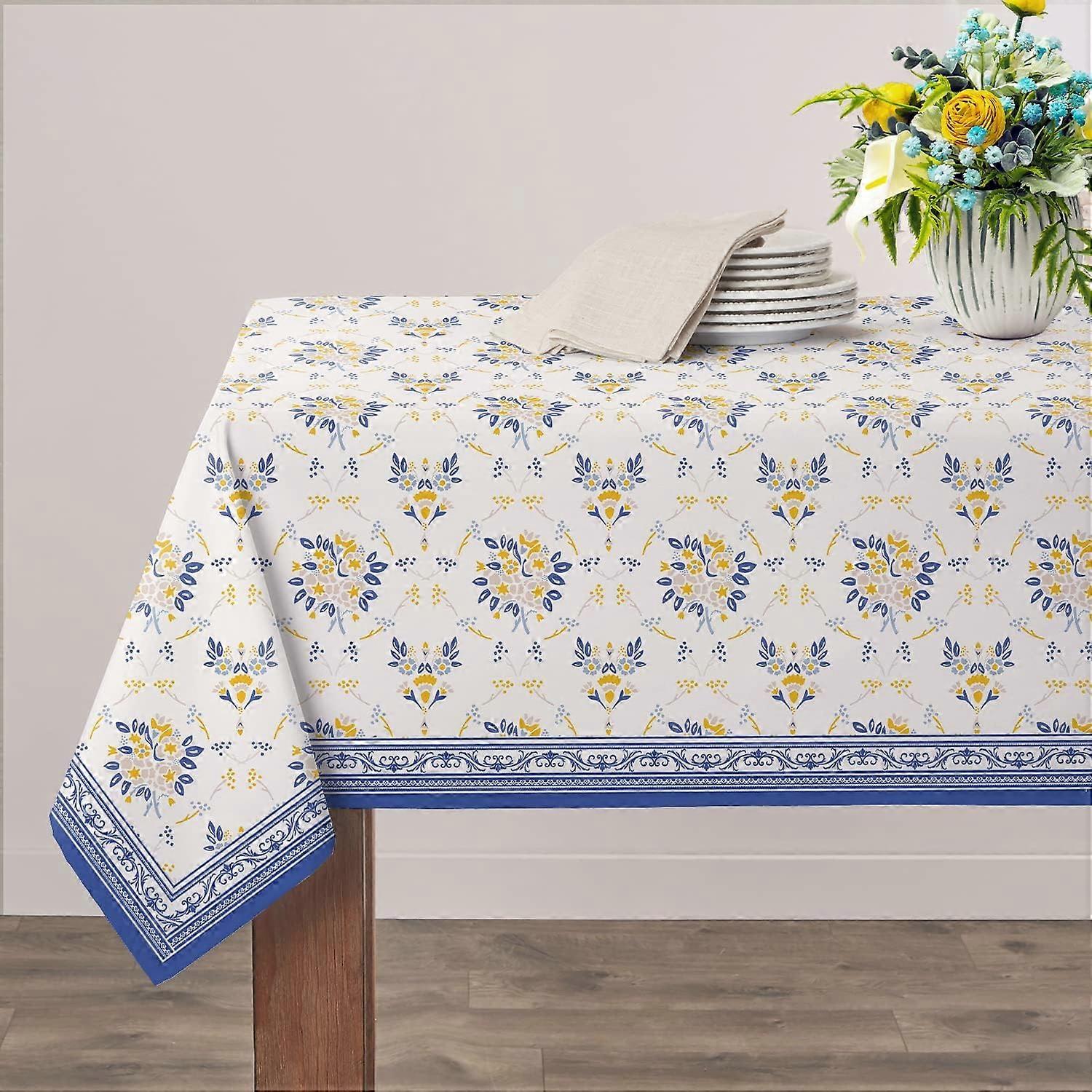 French Country Tablecloth, Floral Rectangle Tablecloth, Rectangle Tablecloth Waterproof Fabric Wrinkle Free Durable Paisley Tablecloth for Rectangle T