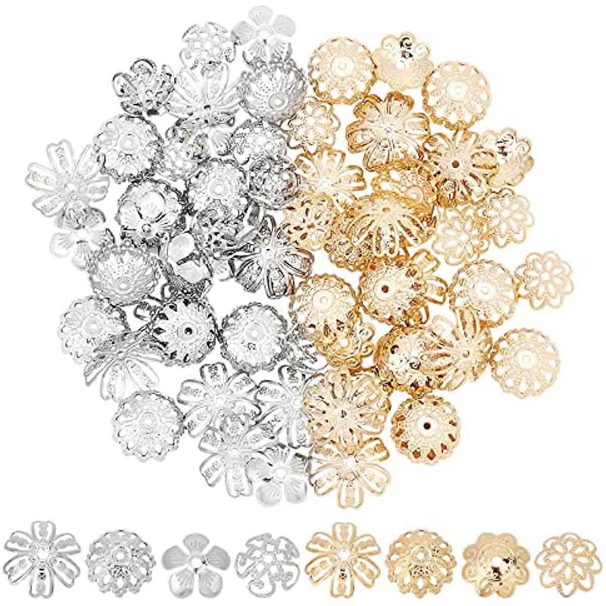 Size: The bead caps are about 11~14.5x3~5mm, hole: 1/1.2/1.6mm, about 80pcs in total,suit for your daily use.