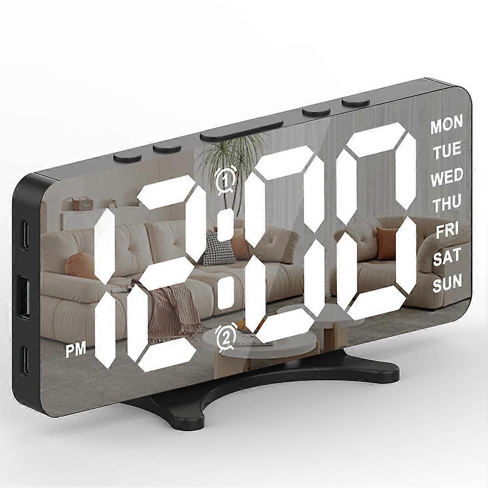 Alarm Clocks for Bedrooms,Digital Alarm Desk Clock, Large Display with Dim Mode, Dual USB Ports,for