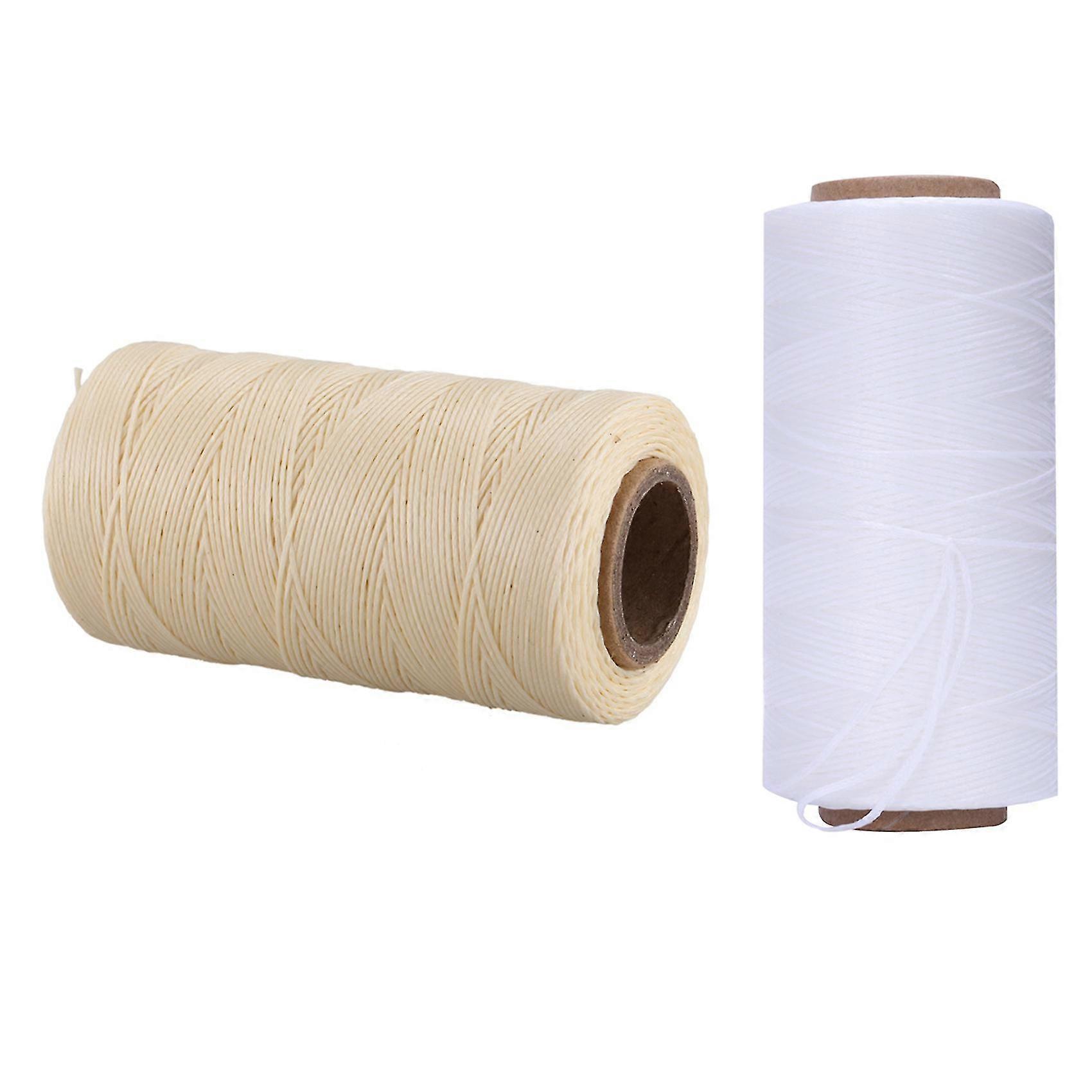 2x 260m 150d 1mm Leder Nähen Gewachst Wachs Faden Hand Nadel Schnur Handwerk Diy Neue Farbe: weiß Creme