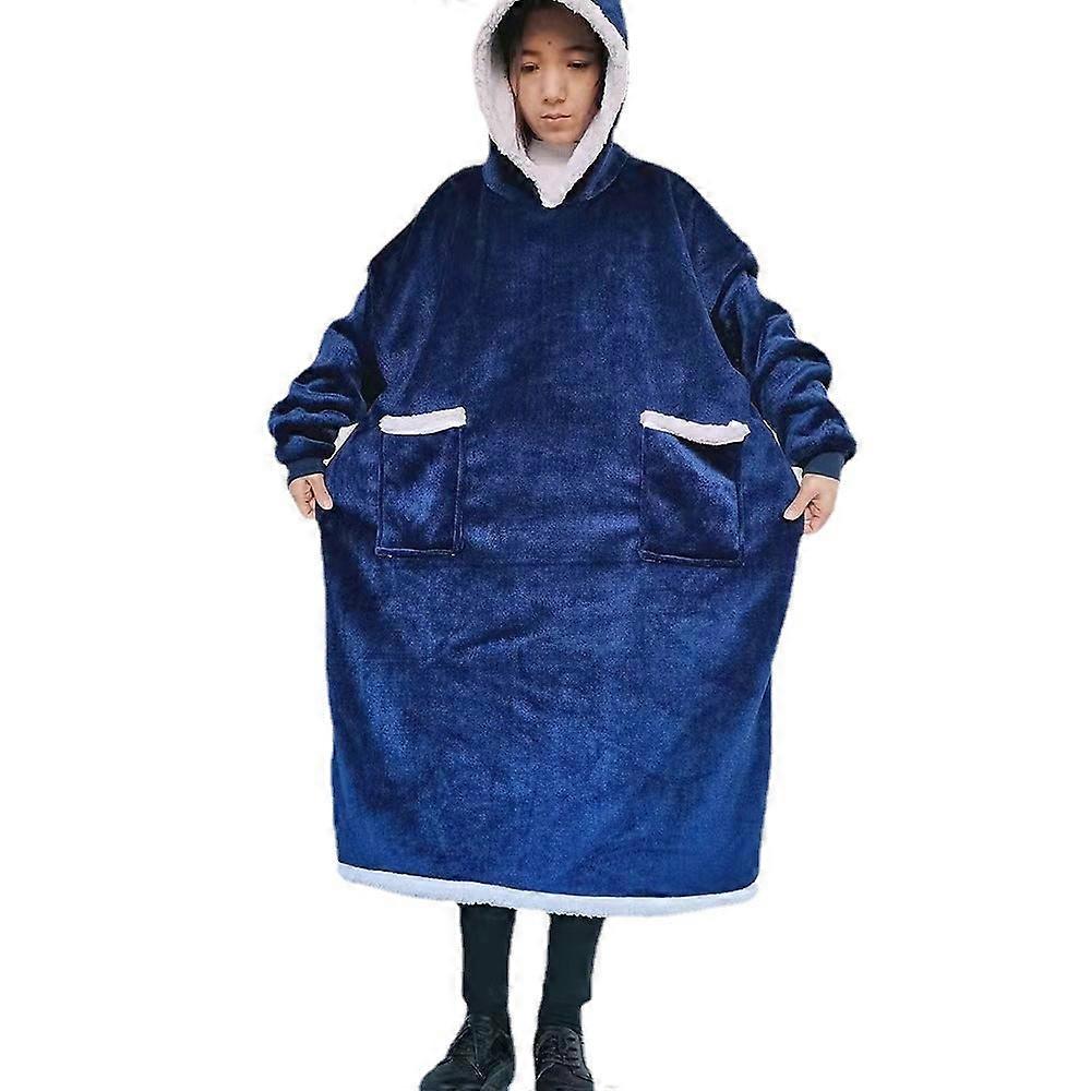 Flannel Lazy Blanket Hooded Pullover Tv Blanket Super Long Comfortable Loose Wearable Velvet Blanket