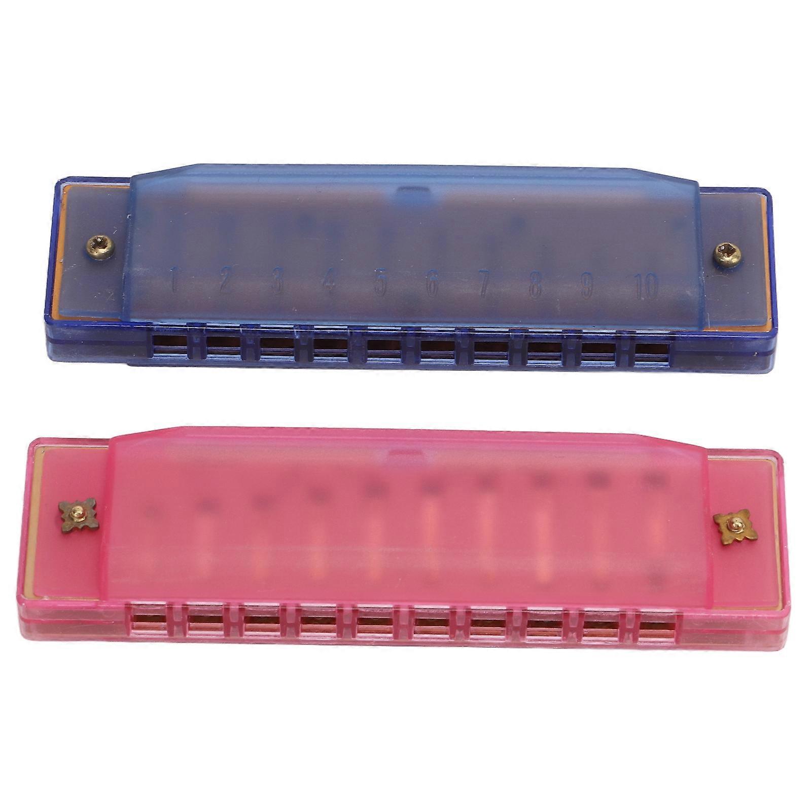 2PCS Harmonica Dustproof Translucent Plastic Case Lightweight Portable Harmonica for Kids