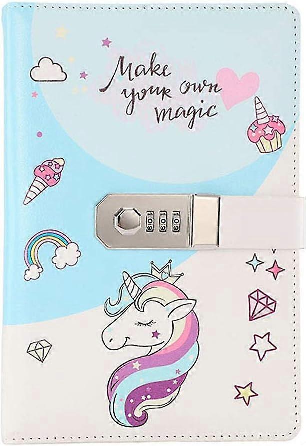 QQDD A5 Secret Diary Notebook, Smart PU Journals with Lock compatible with Children Adults (D)