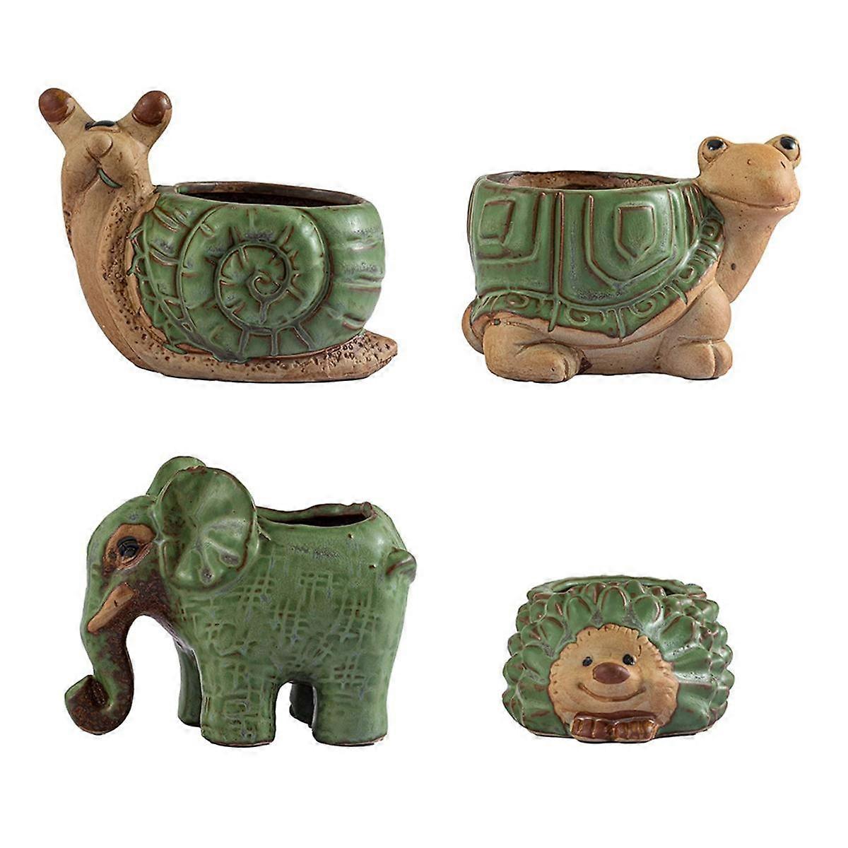 Μικρή χυμώδης γλάστρα με αποστράγγιση, κεραμική γλάστρα ζώων, φυτό εσωτερικού χώρου, χαριτωμένη γλάστρα μπονσάι κάκτων, για διακόσμηση σπιτιού