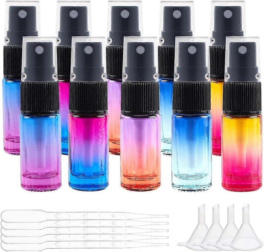 10 Packs 5ml Rainbow Color Glass Spray Bottle Refillable Fine Mist Spray Bottle for Perfume Essential Oil Liquid