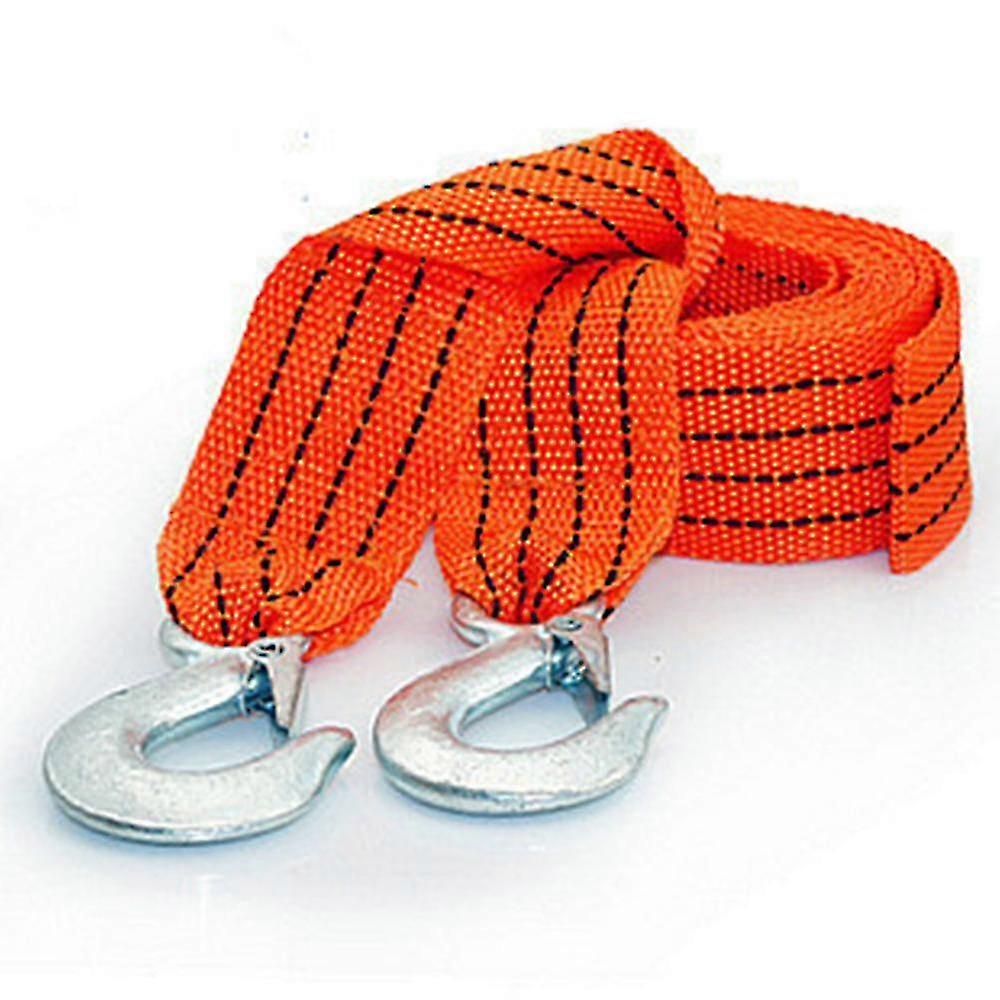 Heavy-duty Tow Strap With Metal Safety Hooks, Woven Polyester Webbing, And Capacity(1 Pcs, Orange)