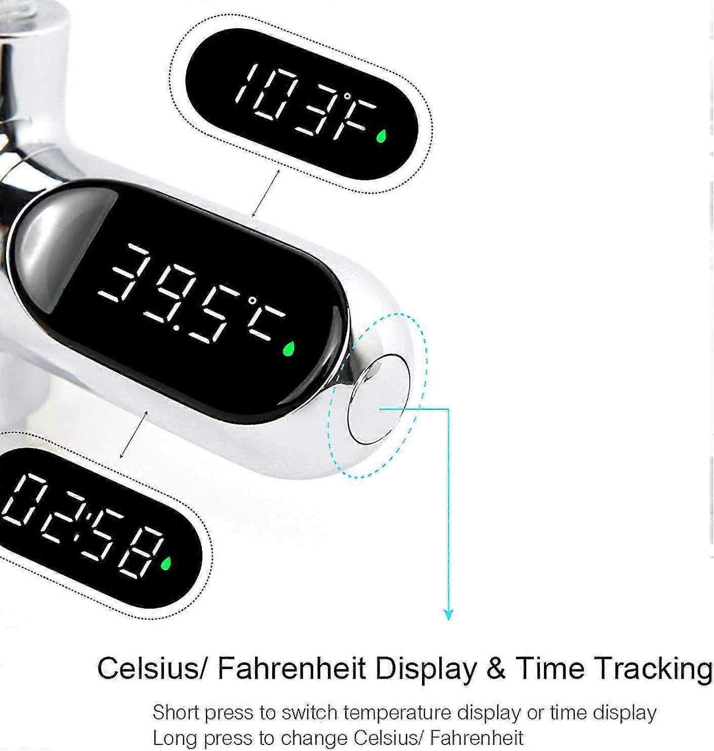 Digital Shower Thermometer Led Rotating Self-generating Water Thermometer 360 Degrees With Indicator Timer 3 Colors