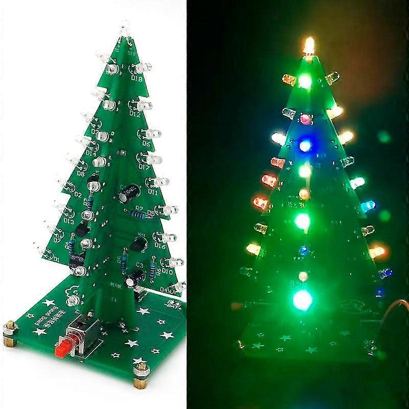 3D Christmas Tree LED Flashing Light DIY Kit – 7 Color USB Circuit Soldering Project