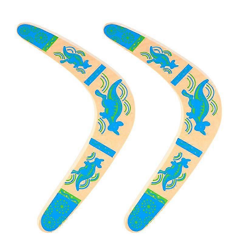 2pcs Enfants Boomerangs en bois Boomerangs classiques de retour boomerangs avec des œuvres d’art colorées