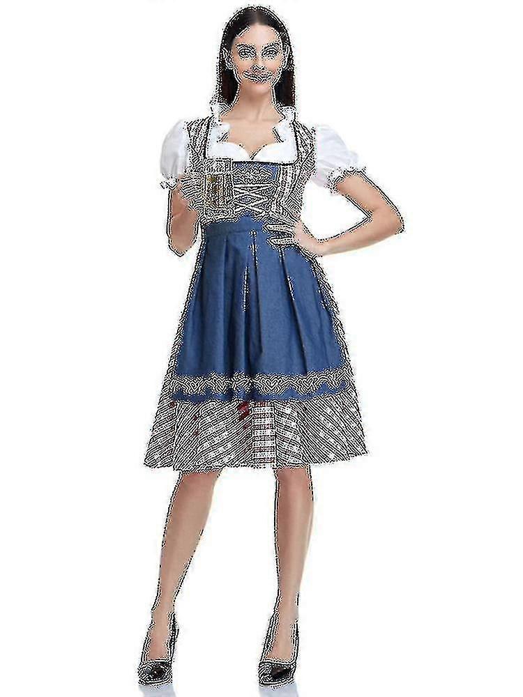 عالية الجودة الألمانية التقليدية منقوشة Dirndl اللباس مهرجان أكتوبر زي الزي للنساء البالغات هالوين يتوهم الحزب