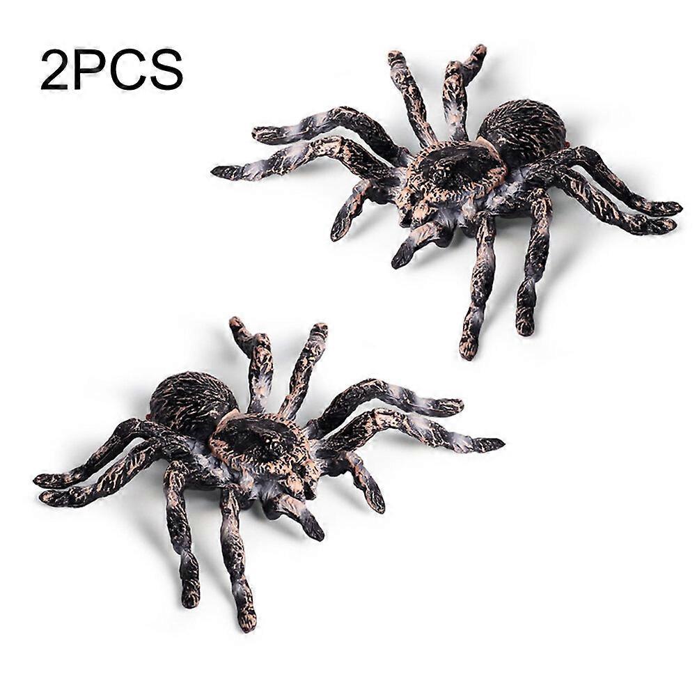 2 Pcs Simulated Spider Model Plastic Spider Kids' Educational Toy,Gray