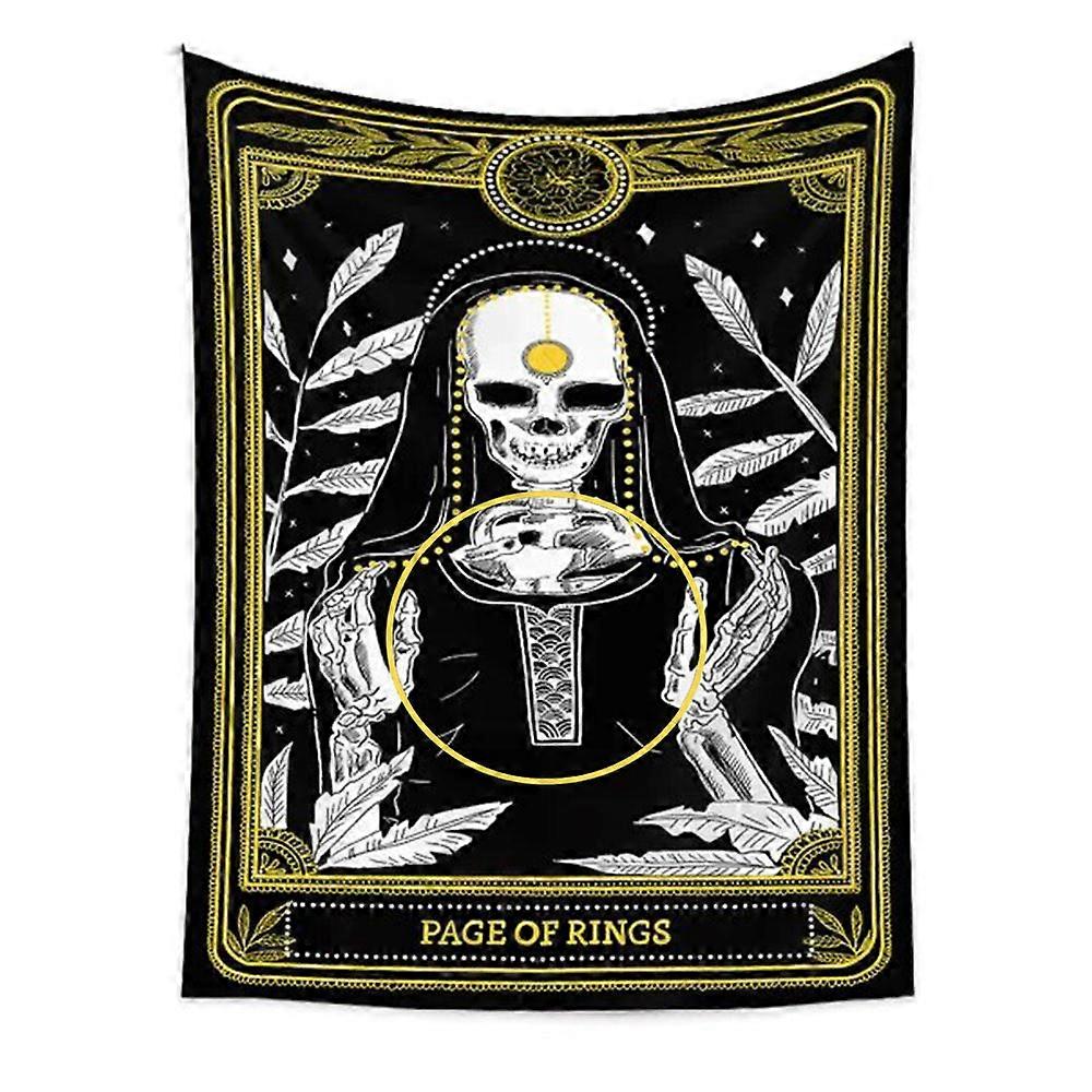 Tapestry Black Yellow Page Of Rings 230X180 Cm Tarot Card Psychedelic Art Tapestries