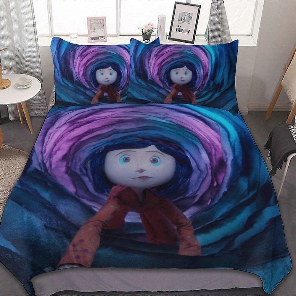 v132 Coraline Conjunto de Cama de 3 Peças Conjunto de Capa de Edredão Macio Quente E Confortável Conjunto de Cama Macia com 1 Capa De Edredão E 2 Fronhas para Quarto ol132