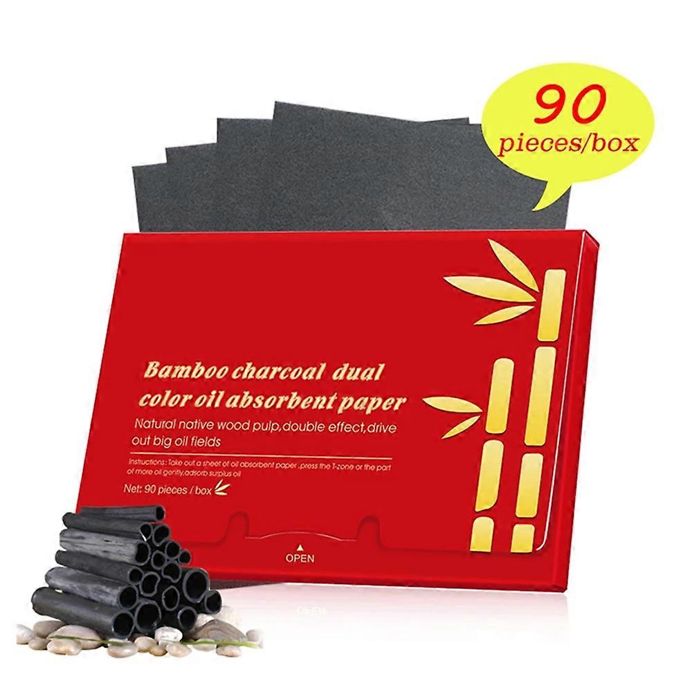 90pcs/pack Bamboo Charcoal Oil Blotting Sheets Portable Facial Absorbent Paper