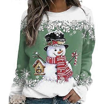 Christmas Hoodie for Women Snowman Printed Color Block Hood Long
