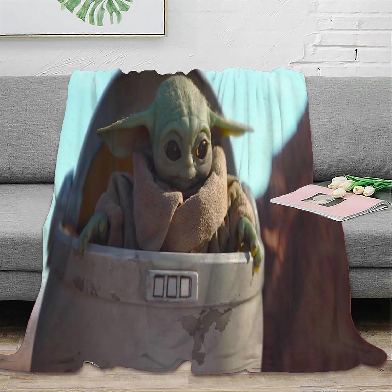 3d Print Throw Blankets Baby Yoda Grogu Pattern Flannel Blanket Soft Fluffy Cozy Microfiber Fleece Plush Blanket Autumn & Winter Soft Flannel Throw Bl