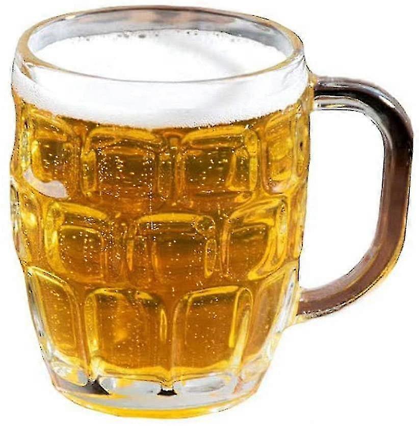 Glass Dimpled Stein Beer Mug With Large Handle - 18 Oz. , Dishwasher Safe , For All Beverages