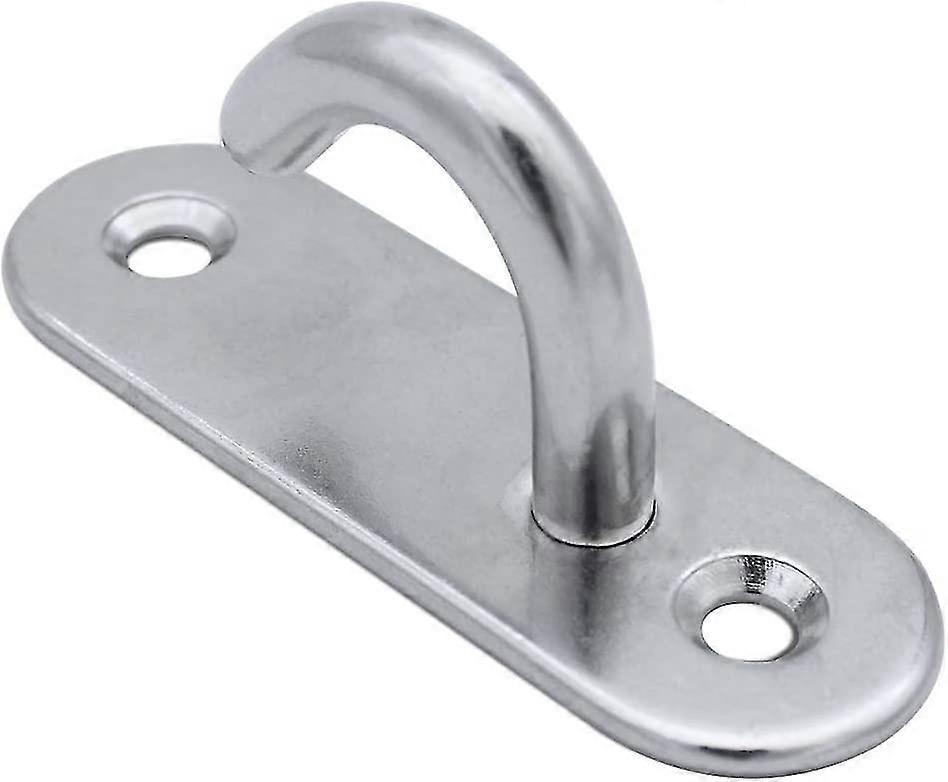 Yaju Stainless Steel 304 Ceiling Hooks M8 Heavy Duty Oval Open Hooks Pad Eye Plate Anchor Screw Wall Mount Hook For Hammock Swing Chair Yoga2pcssilve