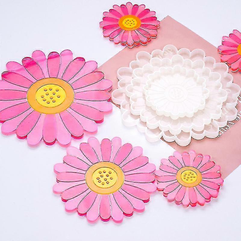 3 Tailles Daisy Petal Coaster Silicone Mold Crystal Epoxy Resin Tray Moules Diy Home Table Ornements