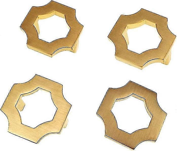 Set of 4 Brushed Gold Cabinet Knobs - Solid Zinc for Vanity Drawers & Kitchen