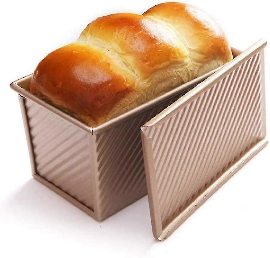 Dough Toast Bread Baking Pan Baking Pan With Lid(gold Rectangle Wave)