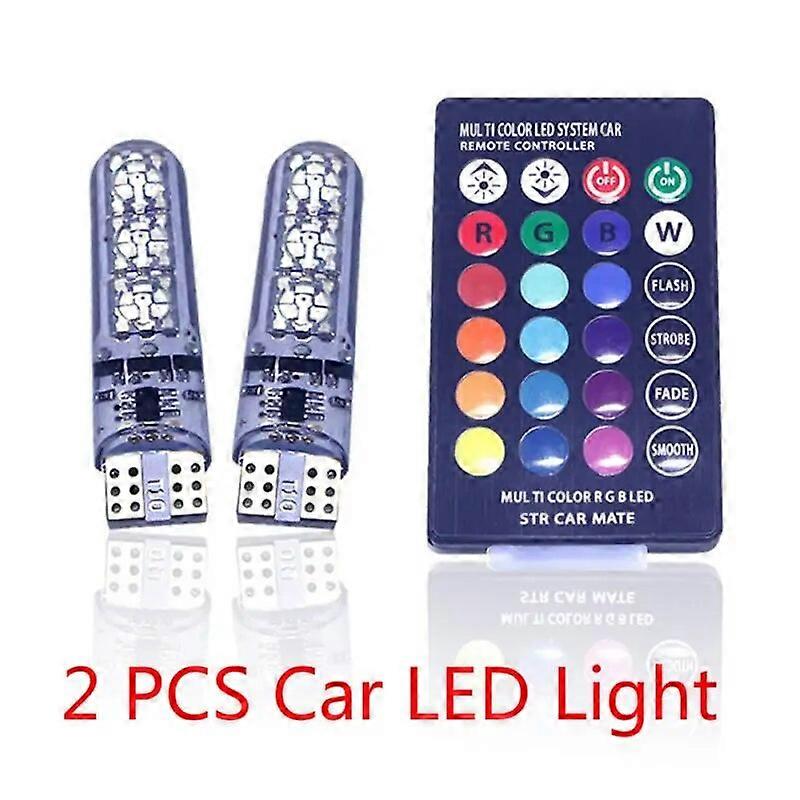 2PCS 18 SMD RGB T10 194 168 W5W Led Remote Controller 5050-6SMD RGB Car Dome Reading Light Automobiles Wedge Lamp LED Bulb Flash