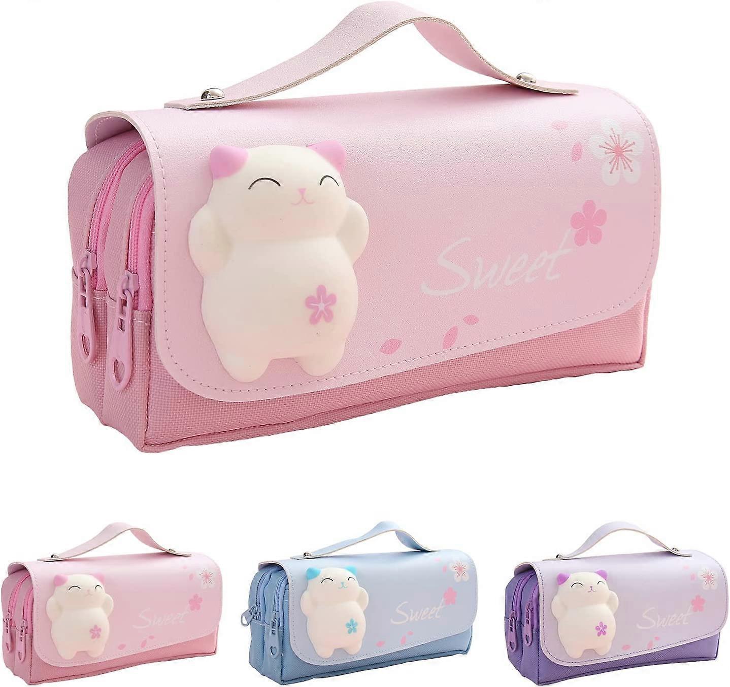 Pencil Case with Multiple Compartments - Large Capacity,Stationery Organizer, 20.9 x 10 x 10.9 Centimeters,Pink