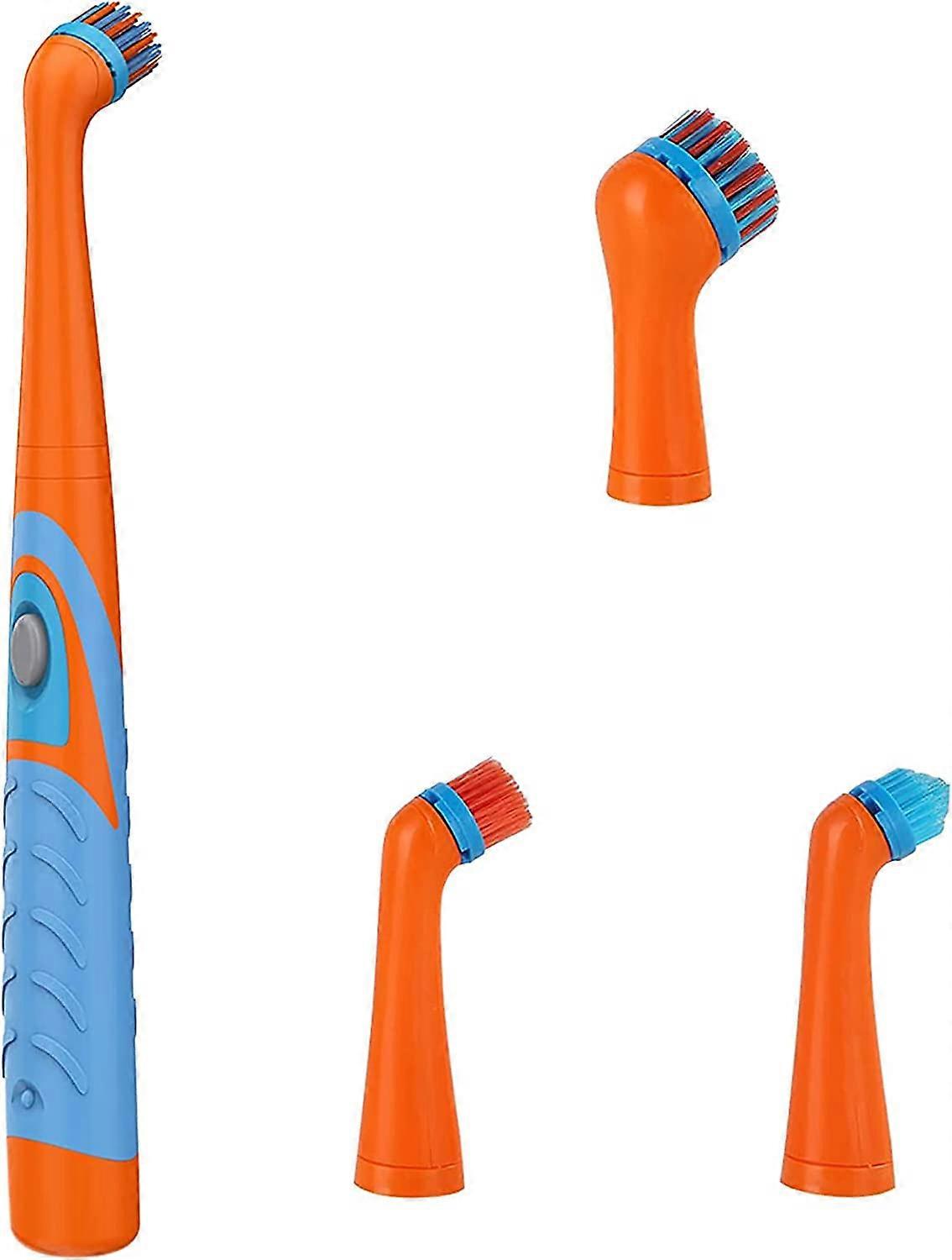 Electric Scrubber,Oscillating Cleaning Tool,with 4 Heads(Orange)