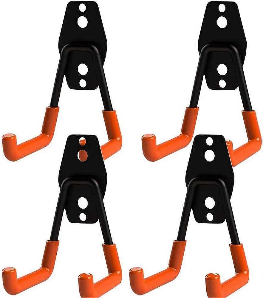 Garage Hooks, 4 Pack Garage Storage Hooks Wall Mounted Hanging Hooks with Heavy Duty Backing for Wall Storage Organizer with Non-Slip Coating