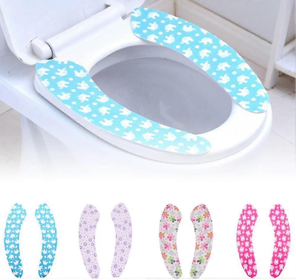 4 par klebrig toalettsetelokk dekselputer vaskbart toalett varmere matte proector liner for bad toalett sete deksel pads, farge tilfeldig - q37 / YY