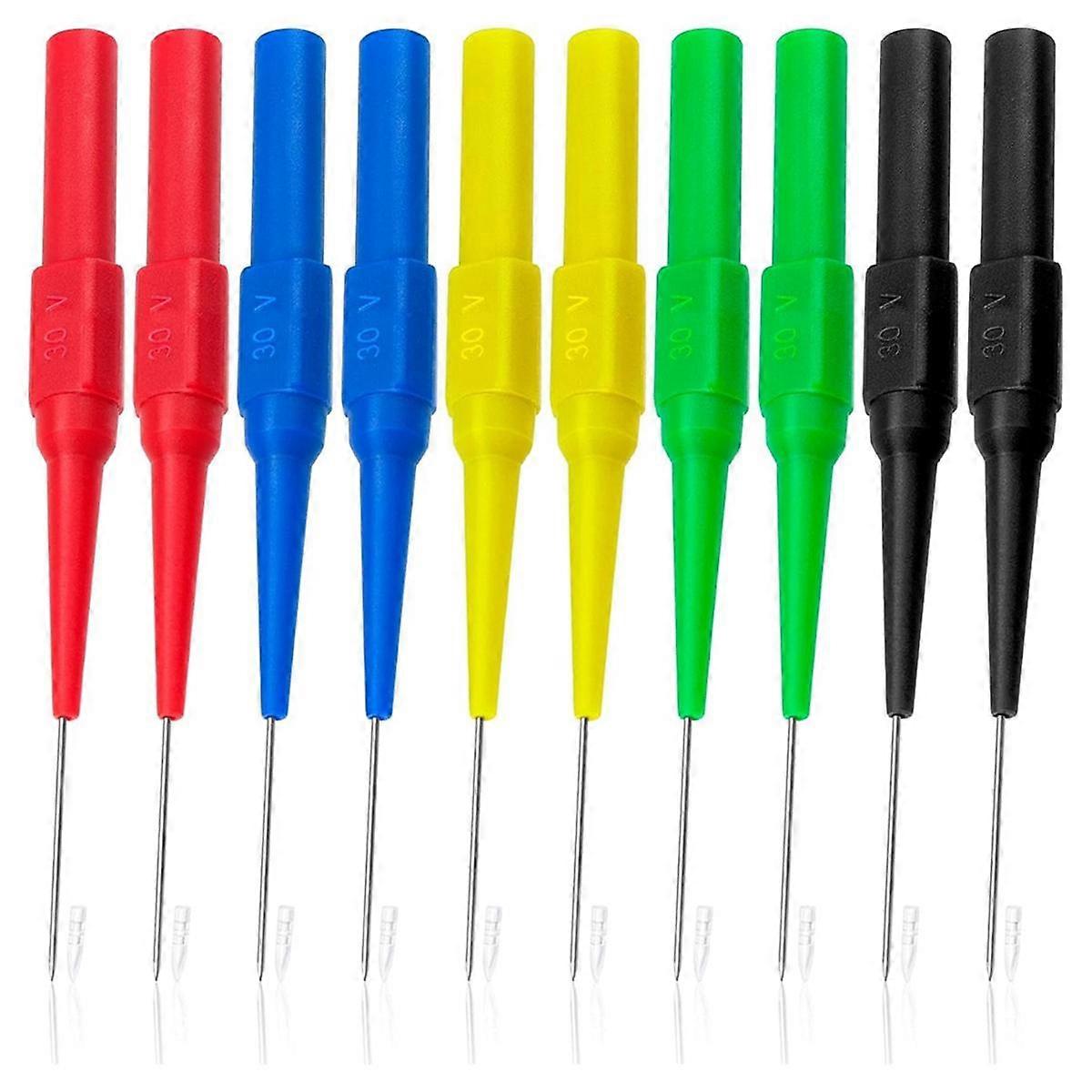 10 Pcs Test Probe Pins, Stainless Steel Insulation Non-Destructive Pin, 0.7 mm Wire Piercing Probe