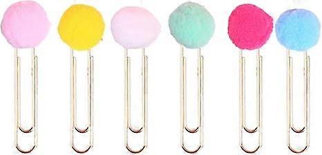 50 Pcs Colorful Pom Pom Paper Clips Pompoms Metal Bookmark Paper Planner (Random Color)