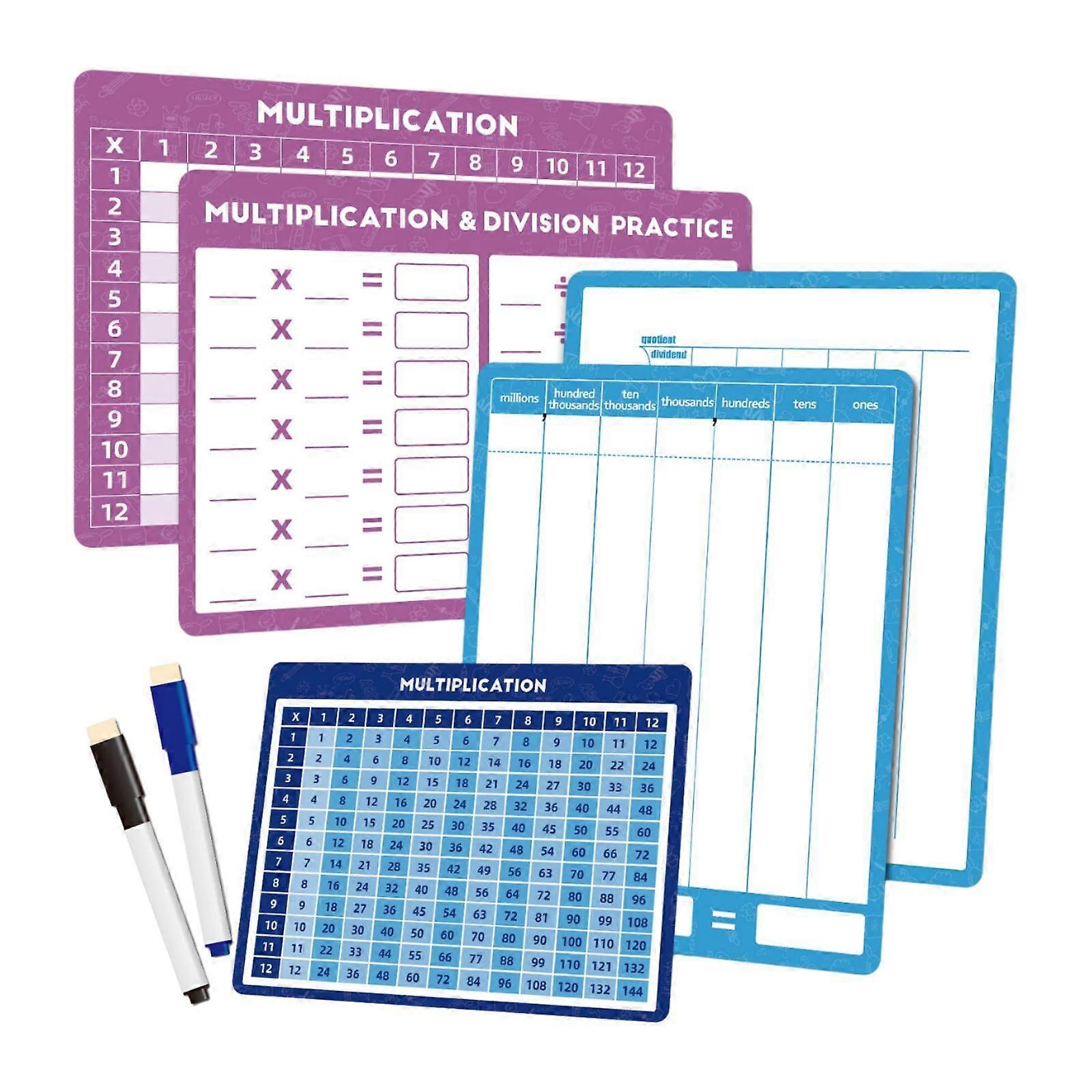 Dry Erase Long Division White Board Multiplication Chart Whiteboard for Home