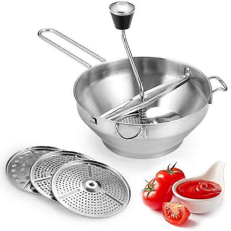 Rotary Food Mill Potato Ricer with 3 Interchangeable Disks, Great for Making Puree or Soups of Veget