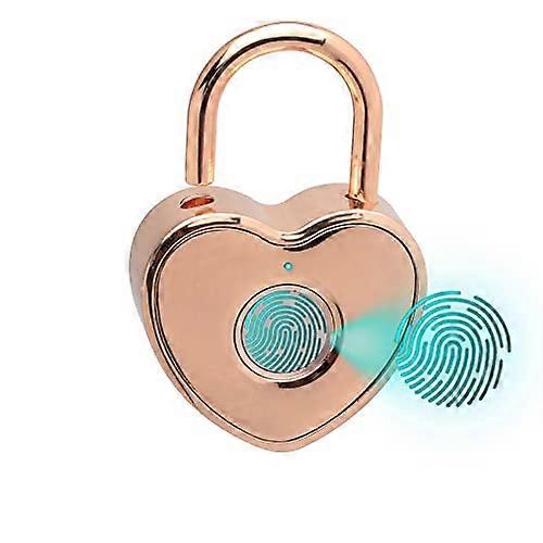 Fingerprint Heart Padlock Locker Lock USB Rechargeable Gym Locker School Bag Lock