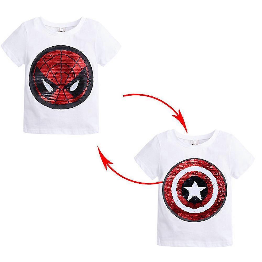 Děti Děti Roztomilé Spiderman tričko Flitry Turn Over Pattern Changing Tops Tee