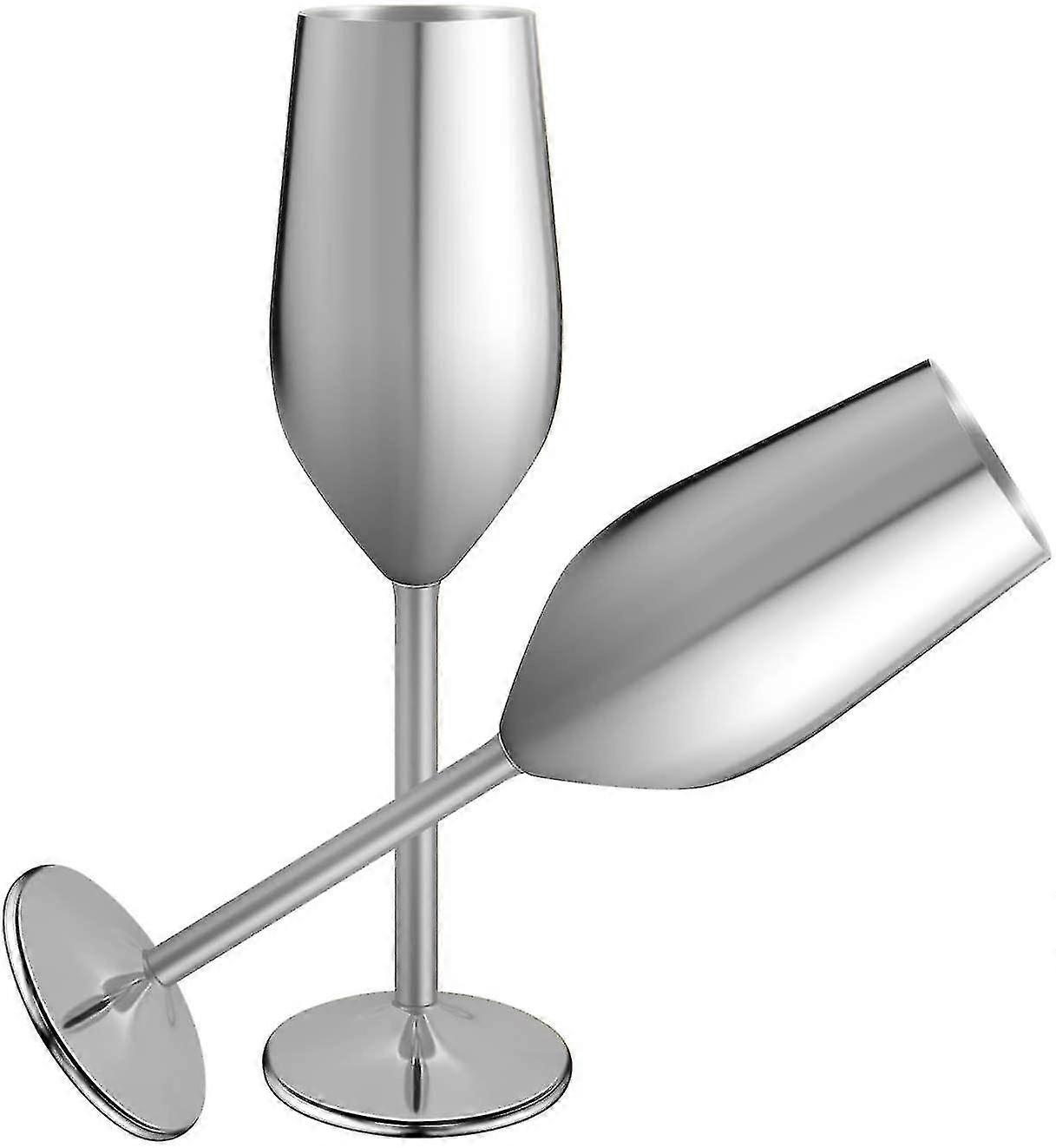 2pcs Champagne fløjter rustfrit stål 200ml vinglas