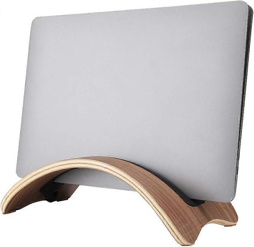 Vertical Laptop Stand, Arch Wooden Walnut Notebook Laptop Stand Reading Holder Laptop Lap Desk Table Rack Bracket Suitable for MacBook Pro Laptops