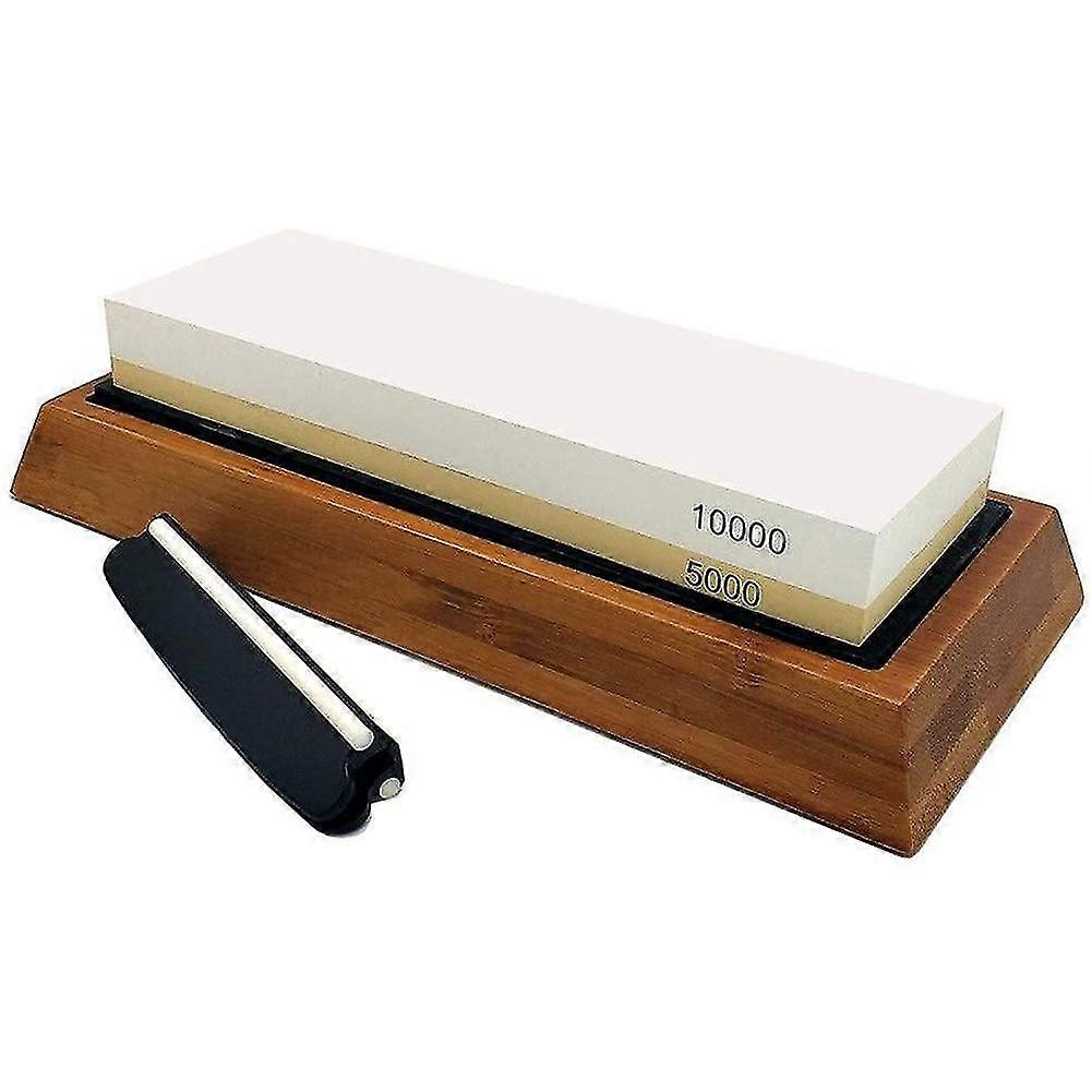 Whetstone Set,5000/10000 Grit Double-sided Knife Sharpening Stone For Kitchen,non-slip Bamboo Base