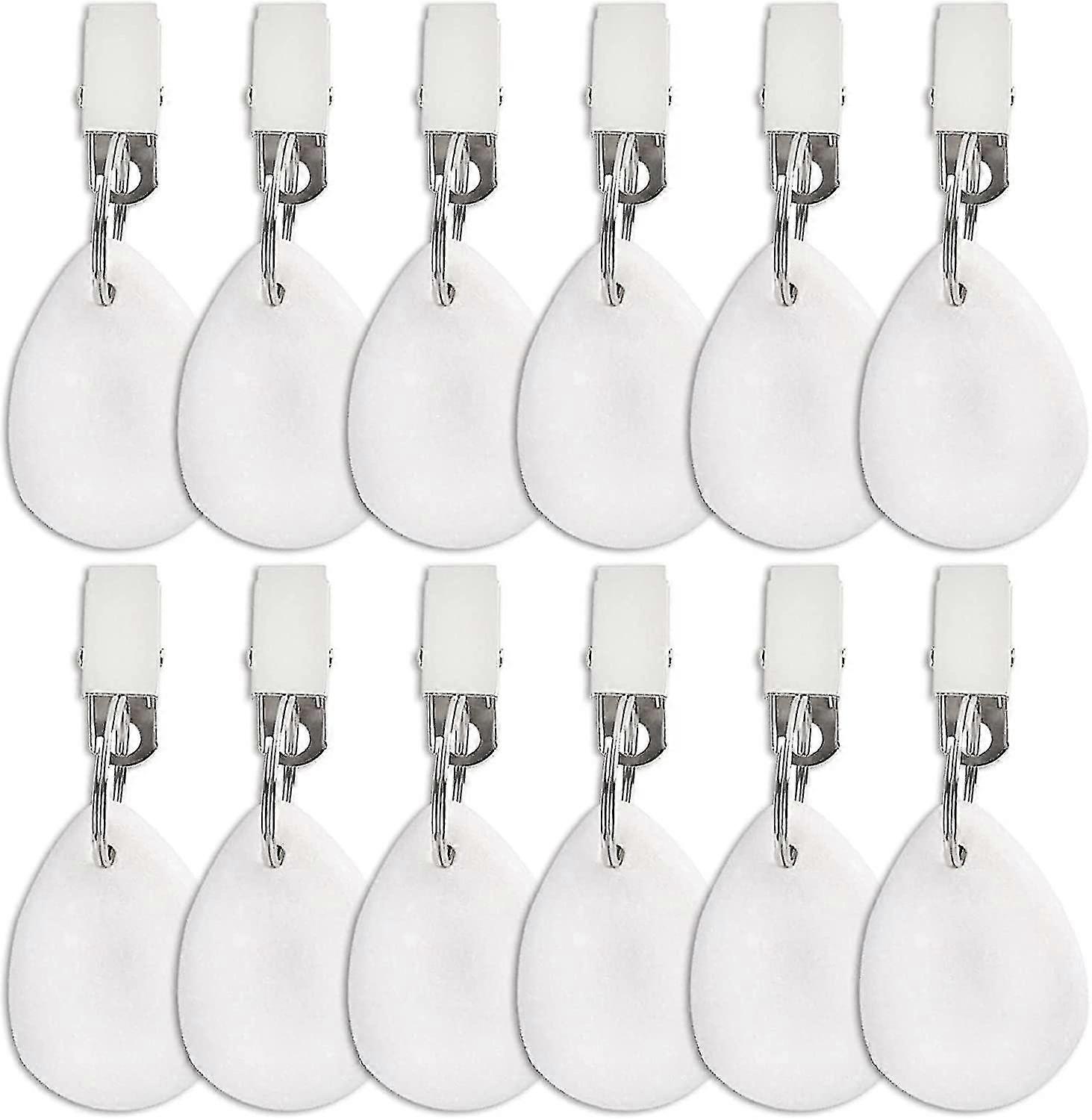 12 Piece Table Cloth Weights, Marble Stone Table Cloth Weights Indoor Outdoor, Teardrop Heavy Duty Table Cover Holder Hanger With Metal Clips compatib