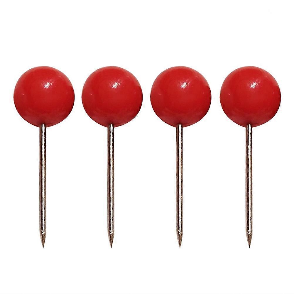 100Pcs Push Round Ball Head Map Tacks with Stainless Point for Office Home Crafts DIY Marking (Red)