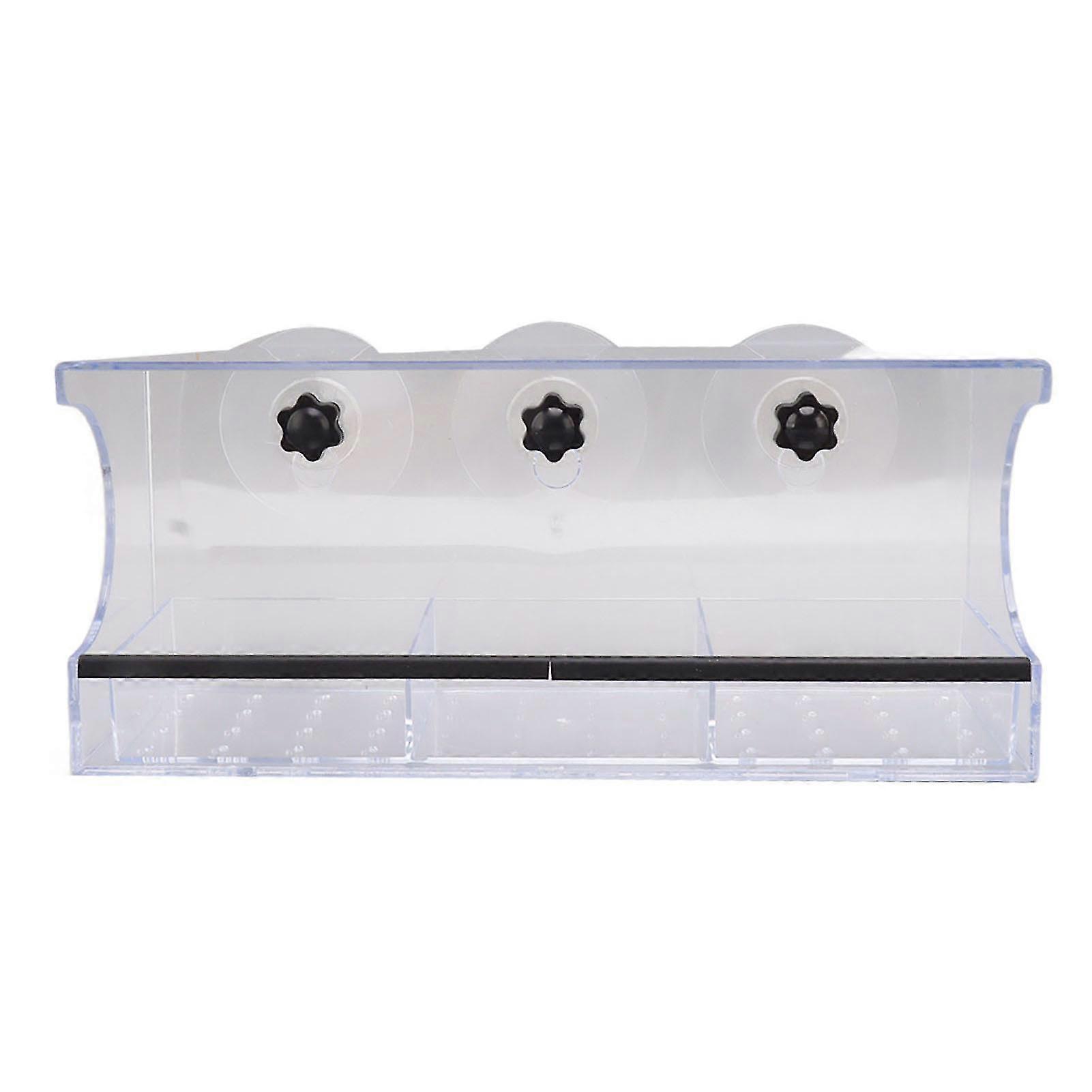 Window Bird Feeders Transparent Clear Feeding Rectangle Tray Strong Suction Cup for Window Balcony