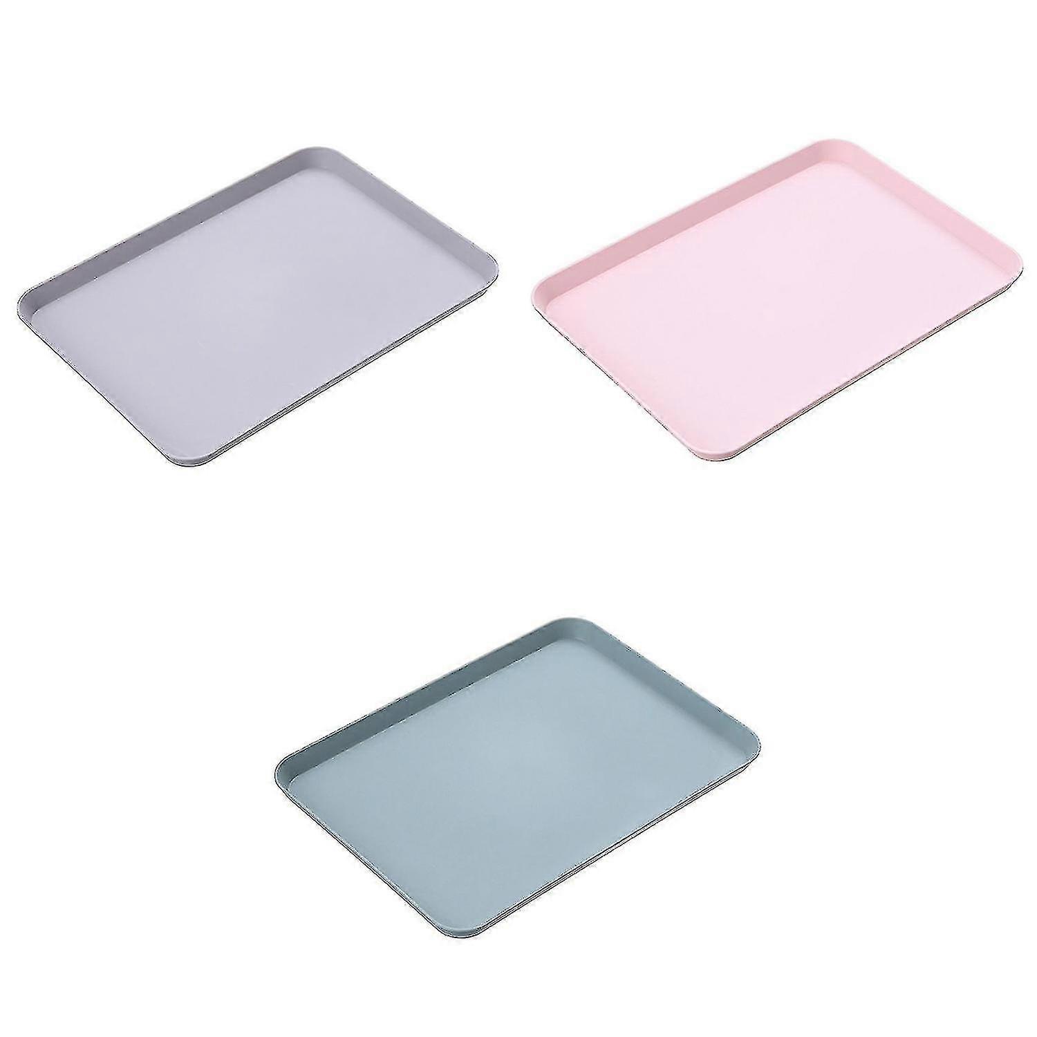 3 Pcs Nordic Rectangular Tea Tray Plastic Storage Tray Home Kitchen Fruit Dessert Tray Small