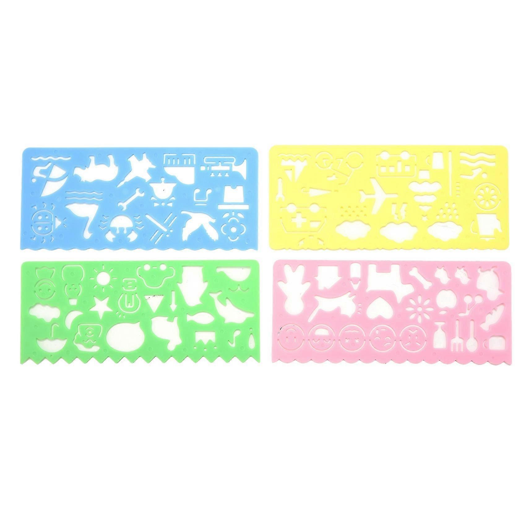 4 Pcs Plastic Templates Drawing Ruler For Students Children