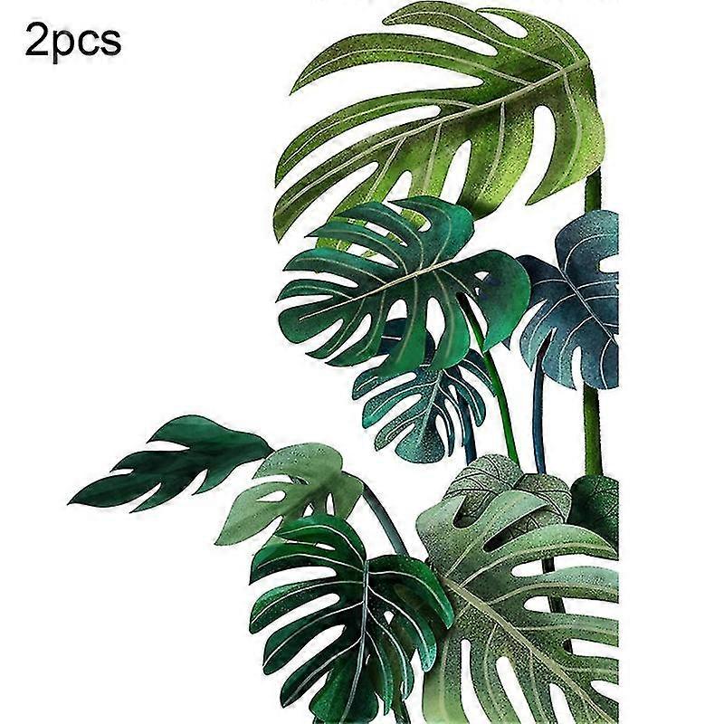 2pcs粘着性は壁のステッカーPvc熱帯植物の背景ステッカーホームDecor-ykyを残します