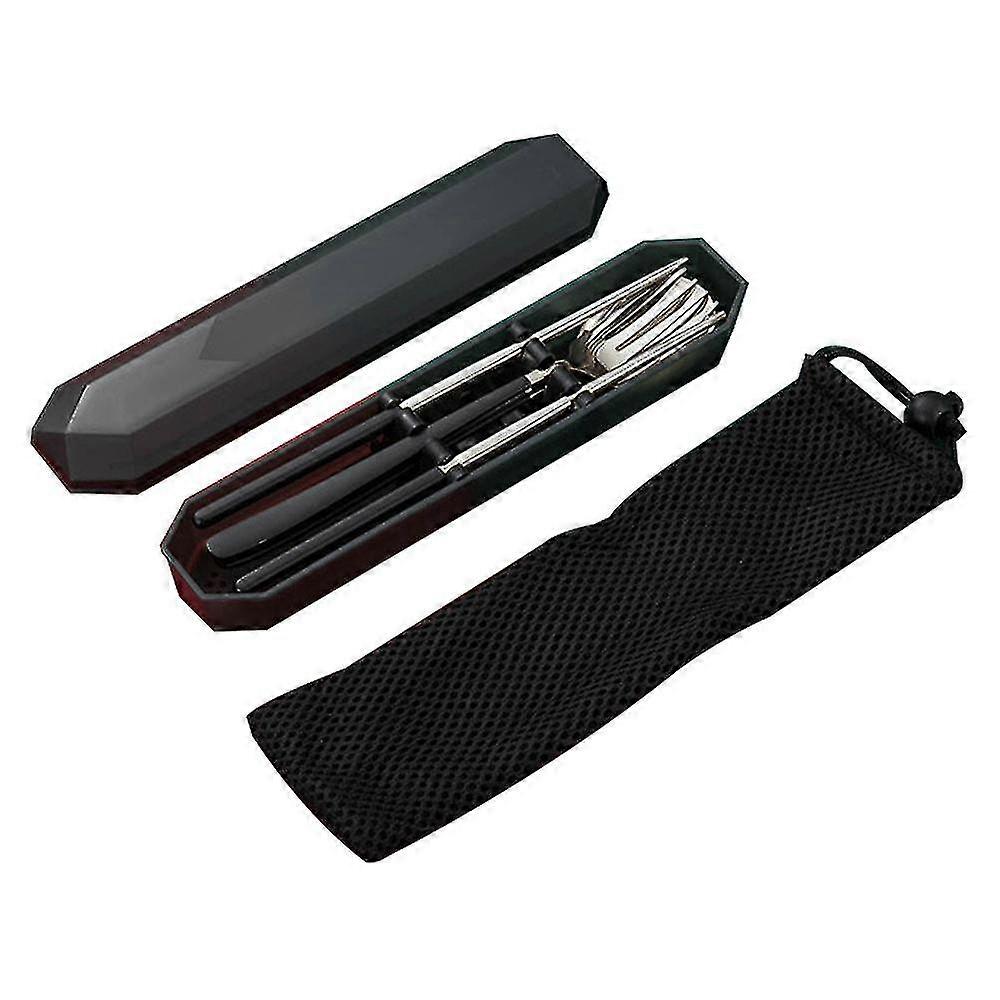 3 Pcs Portable Stainless Steel Tableware Set, Dishwasher Safe Reusable Flatware Cutlery Set, Include Fork Spoon Chopsticks With Box-fjkhf