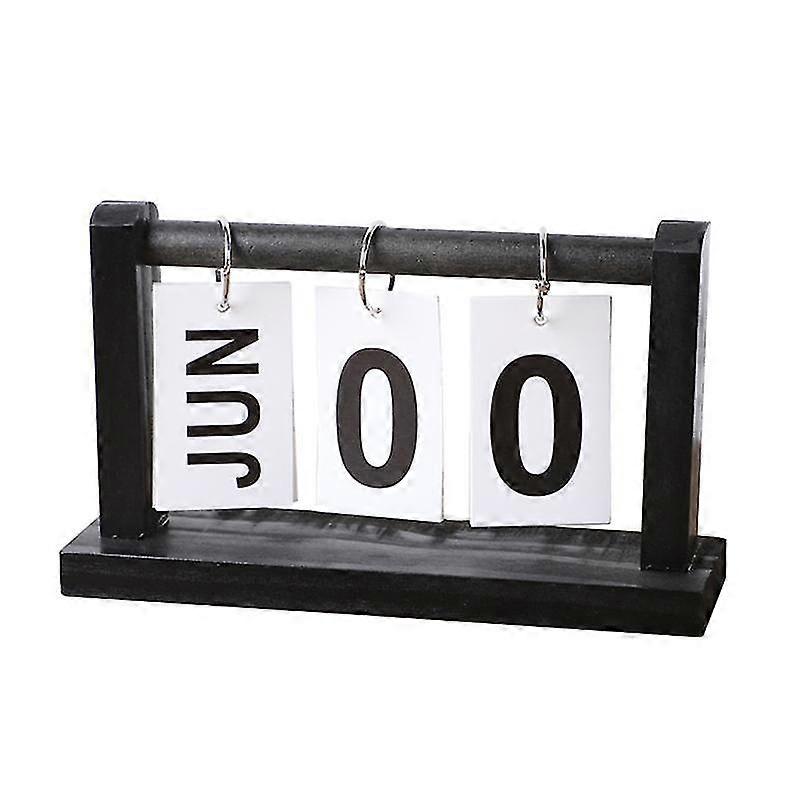 Delicate Desk Calendar Fine Workmanship Wood Portable Page Turning Table Planner for Daily-ZZY